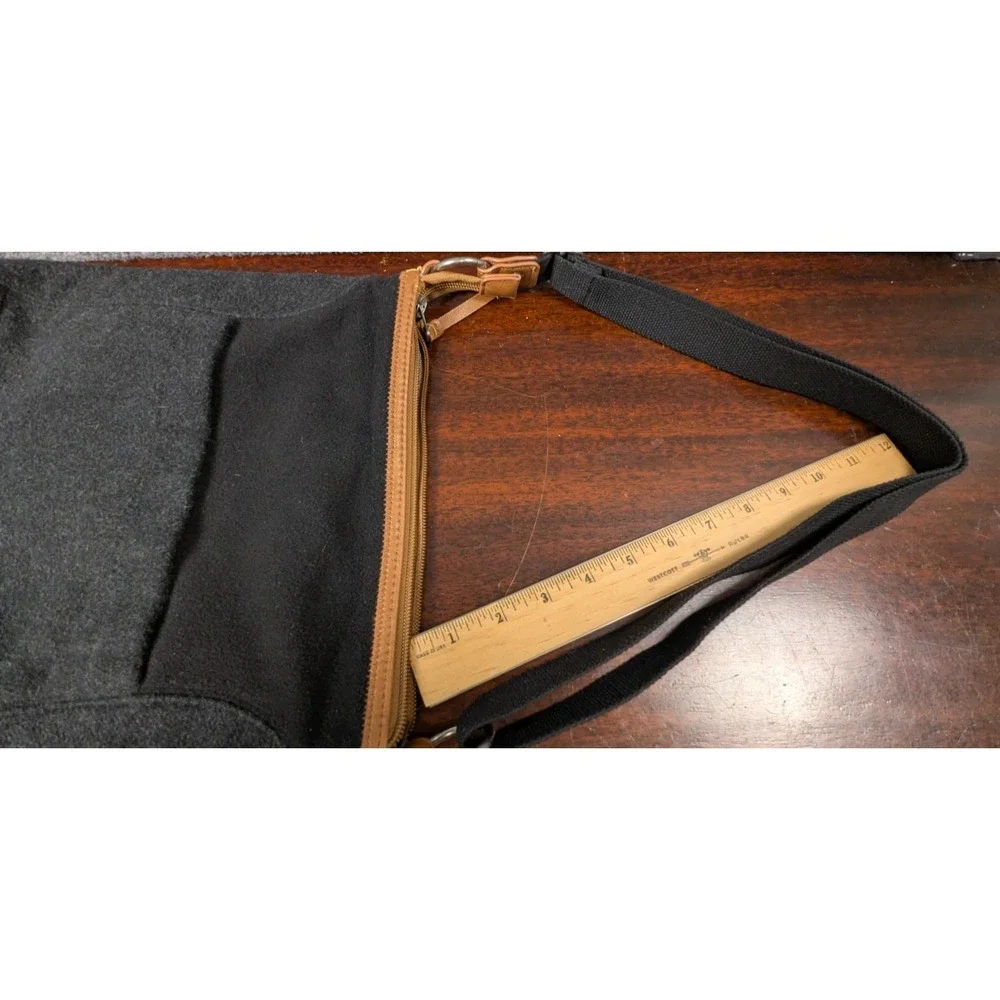 PrAna Wool Blend Crossbody Bag Black Brown Trim Outdoor Travel Purse - Picture 12 of 12